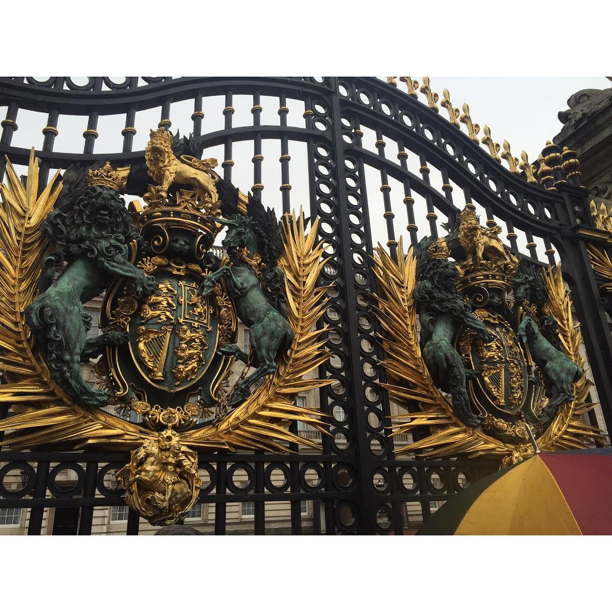 The gates of Buckingham Palace. 