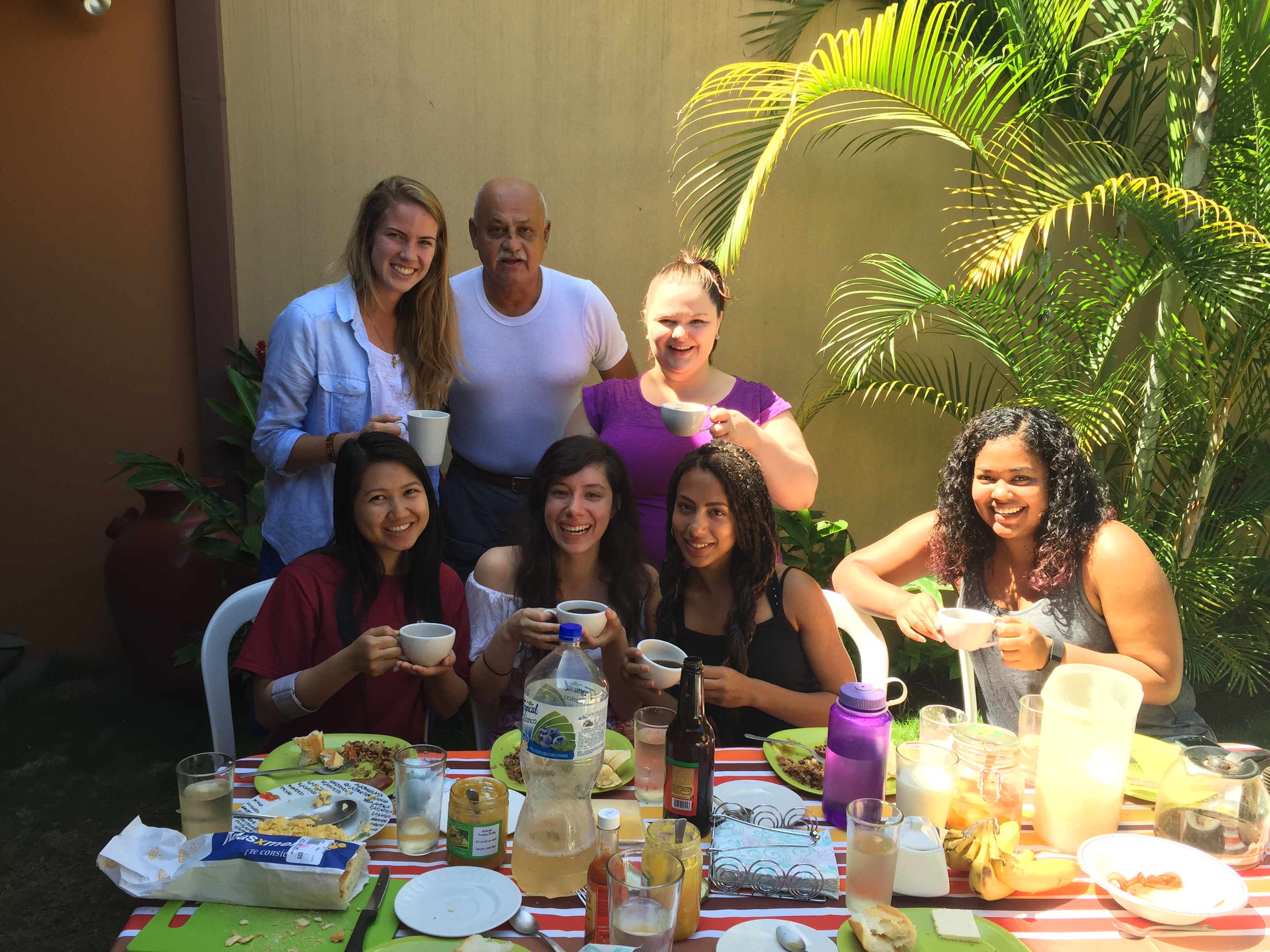 My Spanish professor's family invited the entire class over for breakfast and class lessons in his backyard!