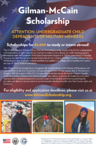 Gilman-McCain Scholarship for Undergraduate Child dependents of Military Members- Poster