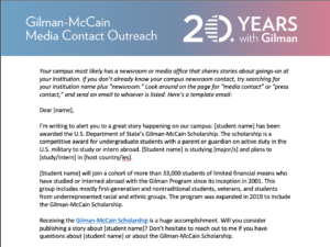Gilman McCain Media Contact Outreach Email