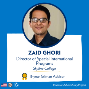 Gilman Advisor Zaid Ghori's Story Project