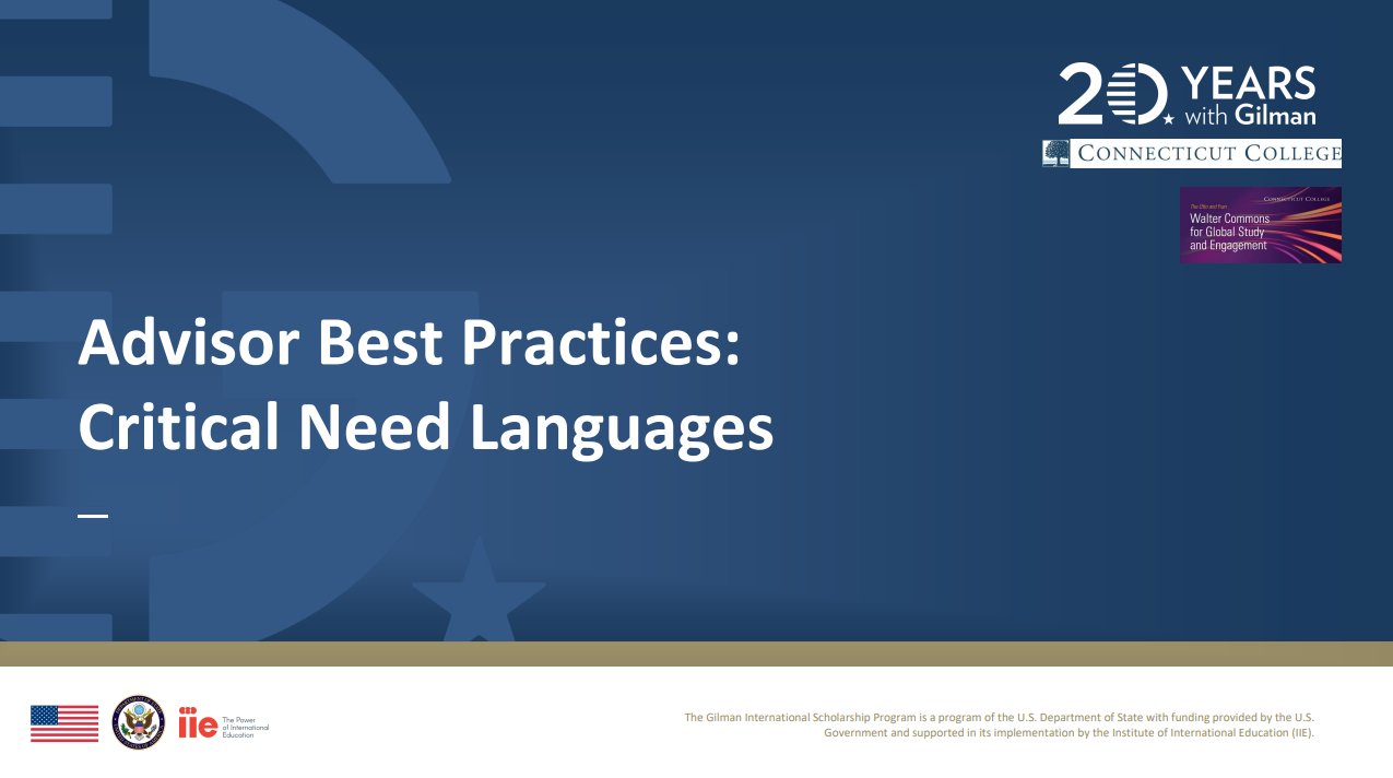 Advisor Best Practices:Critical Need Languages youtube video